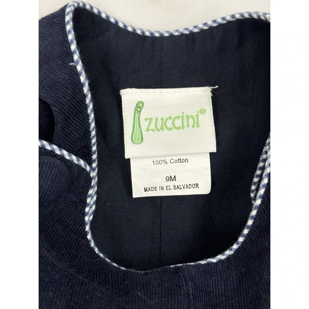 Zuccini Kids  Blue Corduroy Longall Overall Size 9 Months Train Jon‎ Jon Romper